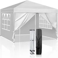 LALAHO Faltpavillon 3x3 m Gartenpavillon mit 4 seitenteilen Pop Up Pavillon UV-Schutz 50+, mit 4 Seitenteilen, Partyzelt höhenverstellbarer, mit Tragetasche, für Garten Camping
