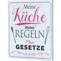 Levandeo® Wandbild, Wandbild 20x20cm Küche Küchenschild Spruch Regeln Deko Wandschild