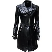 Zimmert Leather Ledermantel Victoria Lammnappa, Schwarz, Cognac, Braun