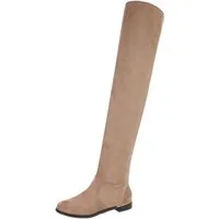 Ital-Design Elegante Overknee-Stiefel aus weichem Material für Damen Stiefel (90727005) Blockabsatz Overknees in Hellbraun
