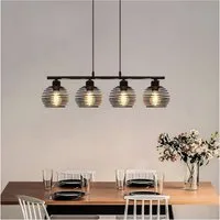 ZMH LED Pendelleuchte Esszimmer E27 Pendellampe Vintage aus Eisen Retro Hängelampe 120cm, Esstisch-Pendelleuchte mit vier Käfigkugeln, LED wechselbar, Industrial Pendellampe Einfach die Höhe zu verstellen