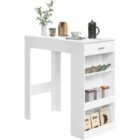 Woltu Bartisch, mit 1 Schublade & 3 Ablagen, Stehtisch mit Weinregal, Bistrotisch