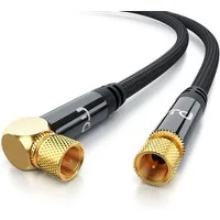 Primewire HDTV Satellitenkabel gewinkelt, 135Db 75 Ohm, Stoffummantelung - 1m SAT-Kabel, Koaxial, F-Verbinder, Stecker (100 cm), geschirmt gegen Störsignale, für Sat-Schüssel, Receiver, Multischalter