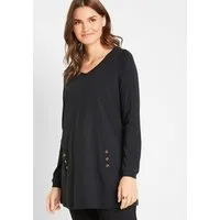 bonprix Longshirt A-Linie, mit dekorativen Knöpfen, aus Baumwolle, Casual Stil