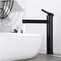 HOMELIVE Badarmatur 360° Drehung Waschtischarmatur Bad Schwarz Mischbatterie Bad (mit 50cm Kalt/Warmwasser Anschluss) Wasserhahn bad hoch für Waschbecke,Schwarz