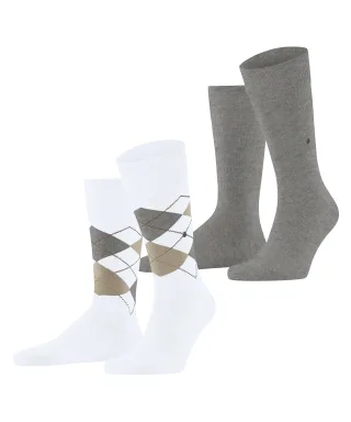 Burlington - Burlington Everyday Argyle Mix 2-Pack Herren white - Gr. - 43