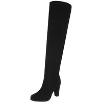 Ital-Design Kniehohe Stiefel mit Absatz für Damen – Elegant & Komfortabel Overkneestiefel (90727027) Blockabsatz Stiefel in Schwarz