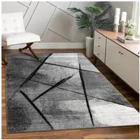 KADIMA DESIGN Teppich Abstraktes Linienmuster Wohnzimmer schmutzabweisend Teppich Kurzflor, Rechteckig, Höhe: 14 mm, Florhöhe: 10 mm, 100% Polypropylen, Rechteckig, 60x100cm, Dunkelgrau