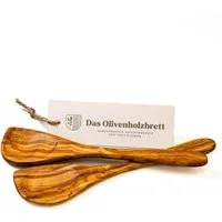 dasOlivenholzbrett Pfannenwender 2er Set Pfannenwender aus Olivenholz mit Mulde und Ecke