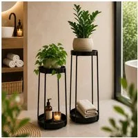 INtrenDU Blumenständer mit je 2 Etagen für Pflanzen & Deko, 58+46 cm (Blumenständer-Set, 2 St., 2er-Set)