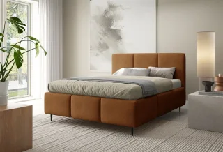Polsterbett Schlafzimmerbett MIAMI Komplettset 160x200cm in Stoff Coral Rostb...