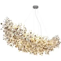GLOBO LIGHTING LED Kronleuchter mit Kristall 2-farbig Breite 150cm, Dimmfunktion, LED wechselbar, Warmweiß, ausgefallene Pendelleuchte groß für Esstisch, Esszimmer-Lampe hängend