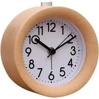 Ophy Wecker Analoger Holzwecker ohne Ticken – mit Snooze-Funktion & Nachtlicht Retro Tischuhr für Nachttisch (flüsterleise)