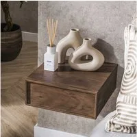 LEVEN Lifestyle Nachttisch 2´er Set FAME schwebend mit 1 Schublade aus massiv Holz in braun (2´er Set), mit 1 Schublade - schwebend - hängend