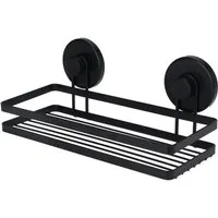 Bathroom Solutions Duschregal Schwarzer Saugnapf-Badezimmerkorb, 25 x 10 x 8,7 cm