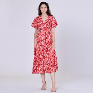 Midi-Wickelkleid mit abstraktem Print