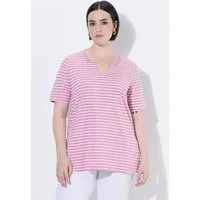 Ulla Popken Longshirt Longshirt Ringel A-Linie Rundhals Halbarm