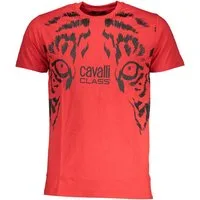 Cavalli Class T-Shirt Stylisches rotes Herren Kurzarm-T-Shirt mit Print