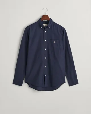 GANT - Regular Fit Baumwoll Leinen Hemd evening blue - Gr. - M