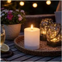 MARELIDA LED-Kerze LED Solar Kerze für Außen Garten Outdoorkerze 7,5x12,5cm Lichtsensor