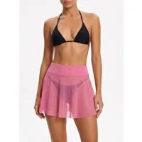 Elegant Love Strandrock Transparenter Mesh-Minirock, Elastisches Bikini Cover-up für Damen Wickelrock aus Netzstoff (Kurz) – Ideal für Pool und Urlaub
