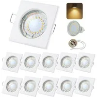 Sweet LED LED Einbaustrahler 10er Set GU10 5W Deckenspots eckig weiß-matt 230V, LED fest integriert, 3000K-Warmweiß, Deckenspots, Deckenstrahler, Einbauleuchten