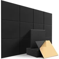 TUWENA Akustikplatte 12 Stück Akustikplatten Selbstklebend,Schallschutz Wand,Schallabsorber, Hoher Dichte Schallschutzplatten für Tonstudio, Wohnzimmer, 30x30cm