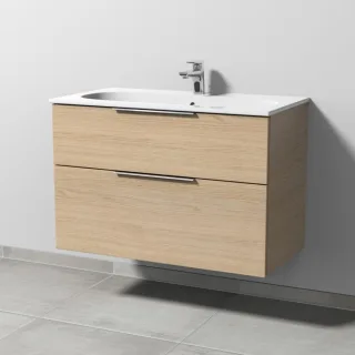 Sanipa 3way Waschtischunterbau zu Geberit Acanto Slim Waschtisch mit 2 Auszügen, Eiche-Nordic UM41248