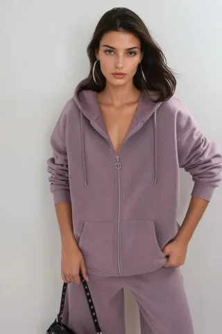 Kapuzenshirt mit oversized Reißverschluss