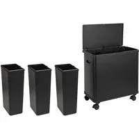 SVITA Mülltrennsystem, Herausnehmbare Inneneimer, 3 Fächer, Sensor, Soft-Close, Schwarz