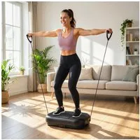 SPORTNOW Heimtrainer Vibrationsgerät mit 120 Intensitätsstufen 5 Vorprogramm LED-Display (Rüttelplatte, Vibrationsplatte), für Zuhause Muskelaufbau Ganzkörpertraining Schwarz