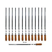 walexo Grillspieß Grillspieße Schaschlikspieße Edelstahl 550x10x2mm mit Holzgriff (14-St)