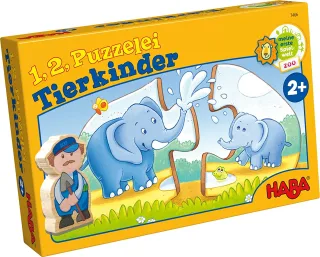 HABA Puzzle 7466 - 1 2 Puzzelei: Tierkinder [10 x 2 Teile]