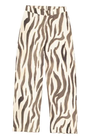 Garcia - Hose mit weitem Bein und Animalprint weiß - Gr. - XS