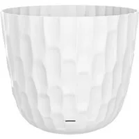Engelland Blumentopf Pflanztopf mit Untersetzer & Bewässerungssystem (Vorteils-Set, 1 St., robuster PP-Kunststoff), Übertopf, Hammerschlag-Optik, Innen- & Außen, Wasserspeicher, rund