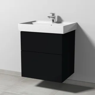Sanipa 3way Waschtischunterbau zu Villeroy & Boch Collaro Waschtisch mit 2 Auszügen, Schwarz-Matt SF83408