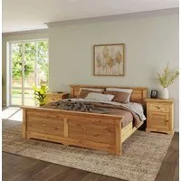 OTTO home Bett Rauna, Landhausstil, edles Design mit Lamellen und Kassetten, 2 Farben (Breite/Belastbarkeit 180cm=220 KG, 90cm=120KG), FSC® zertifiziertes Kieferholz, massive Qualität mit Lattenrost