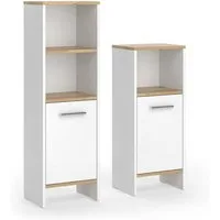 Vicco Badmöbel-Set Karli, Weiß/Goldkraft Eiche/Goldkraft Eiche, 2 Teile, (2-St)