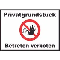 HB-Druck Hinweisschild Privatgrundstück Betreten verboten Schild mit Symbol kein Zutritt, wetterfest, stabil, UV-beständig, kratzfest