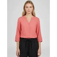 Blue Seven Blusenshirt 180328 Damen Bluse mit Henley-Ausschnitt - Damenbluse Uni mit Knopfleiste