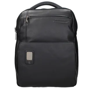 Piquadro Schwarzer Leder-Rucksack