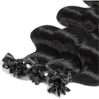 hair2heart Echthaar-Extension Premium Bondings gewellt #4/0 Dunkelbraun 40cm