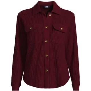Hemdbluse aus Waffeljersey für Damen, Damen, size: regular, Rot, Baumwoll-Mischung/Polyester-Mischung, by Lands' End