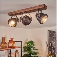 hofstein Deckenleuchte »Biati« Zimmerlampe in Metall und Holz in Braun mit Glasschirm, ohne Leuchtmittel, Spots sind dreh-/schwenkbar, 3xGU10 max. 50 Watt