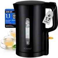 BOMANN Wasserkocher WK 6090 CB, Wasserkocher 1,7L, 2200W, Einhandbedienung