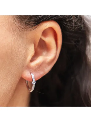 Dkeniz Creolen Creolen Solitär 925/- Sterling Silber