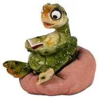 formano Dekofigur Schildkröte Harry grün sitzend Buch 10 cm Kunststein glänzend (1 St)