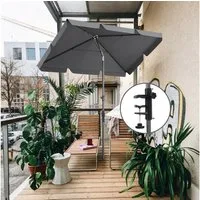 Sekey Sonnenschirm 200 × 125cm Balkonschirm rechteckig höhenverstellbar, mit Schirmhalter, LxB: 200x125 cm, mit Schutzhülle, Neigbar, UV50+ Schutz, wind- & wasserfest, für Garten
