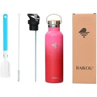 RAIKOU Isolierflasche Edelstahl Trinkflasche Vakuumisolierte Wasserflasche Thermoflasche, bis zu 12H heiß / 24H kalt,mit 2 Deckel,350ml/500ml/750ml/1000ml