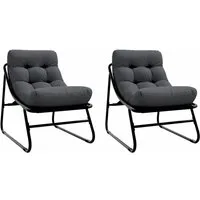 vidaXL Gartenstuhl gartenmöbel mit Kissen 2 pcs Schwarz 60,5 x 81 x 71 cm (2 St)